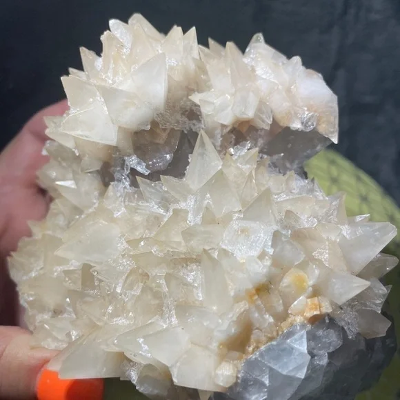 Raw crystal- large yellow tooth calcite FLUORITE W- purple UV 5”x5”x 3” - Picture 8 of 10